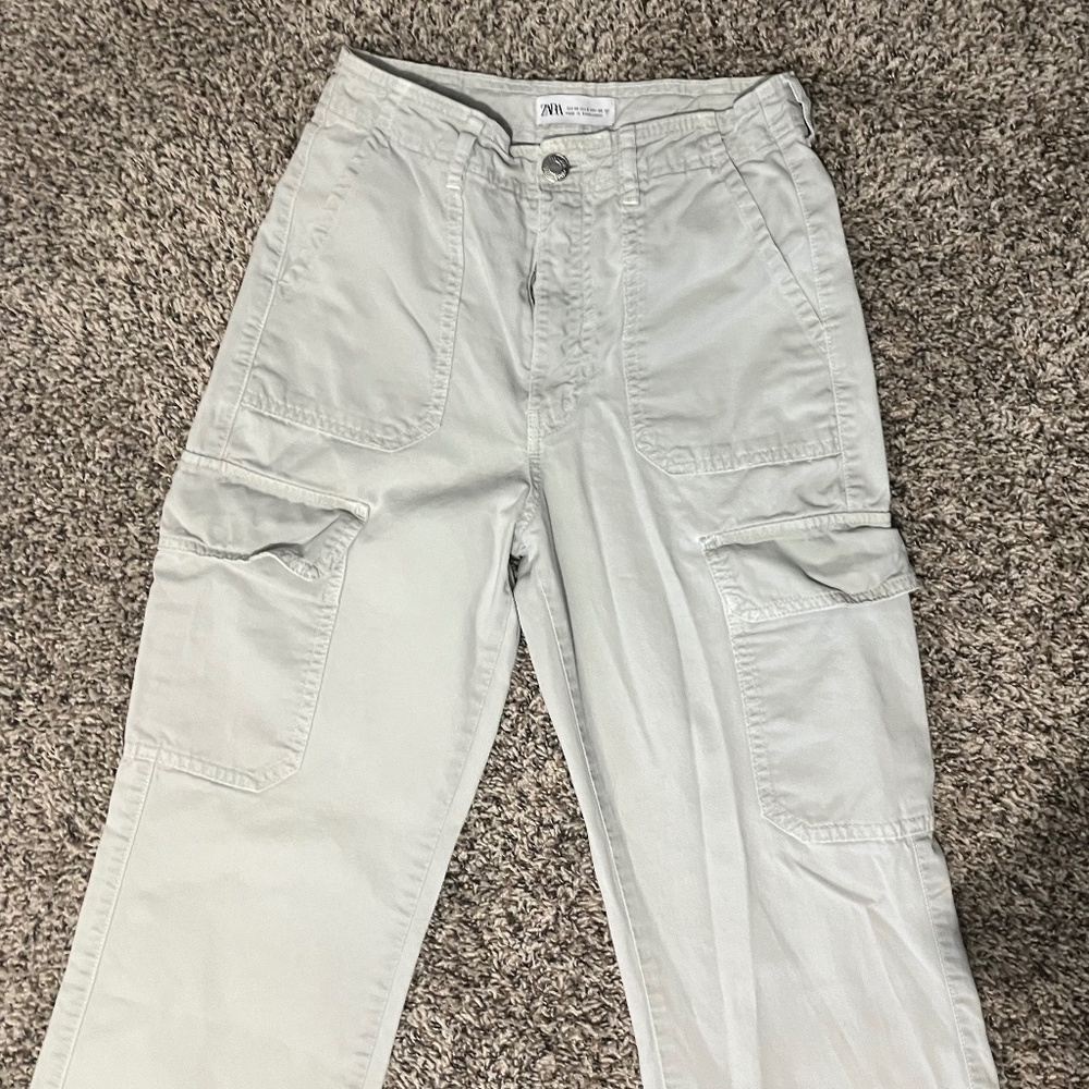 Zara Women's Wide Leg Flared Cargo Pants